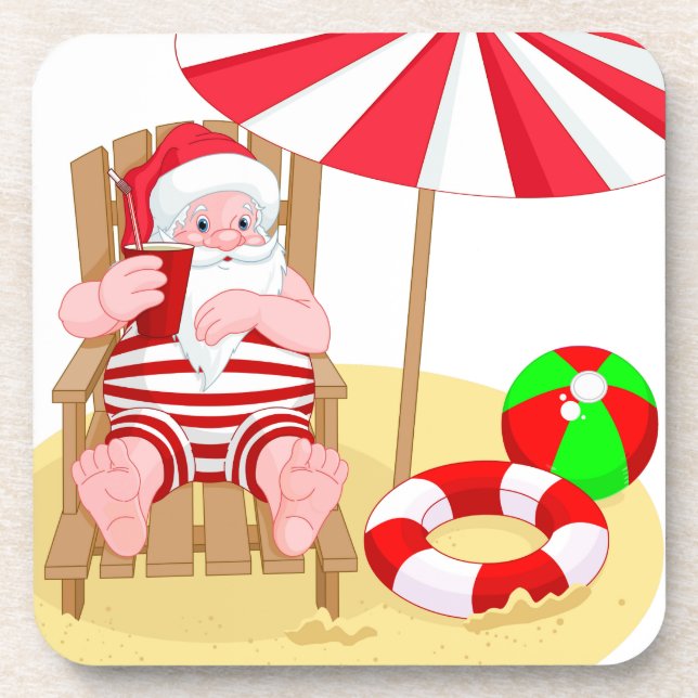 Posavasos xmas beach santa claus (Frente)