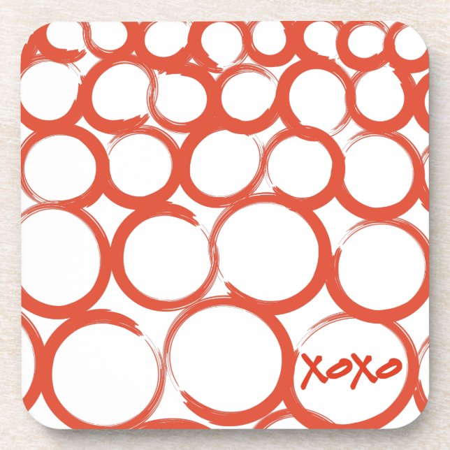 Posavasos XOXO pintado tarjeta del día de San Valentín (Frente)