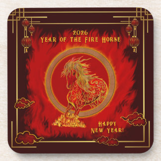 Posavasos Year of the Fire Horse , Happy Lunar New Year