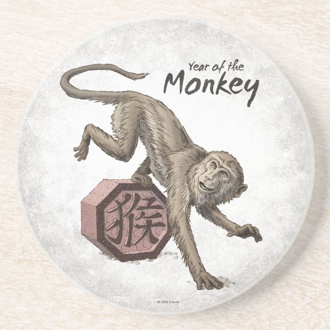 Posavasos Year of the Monkey Chinese Zodiac Art (Frente)