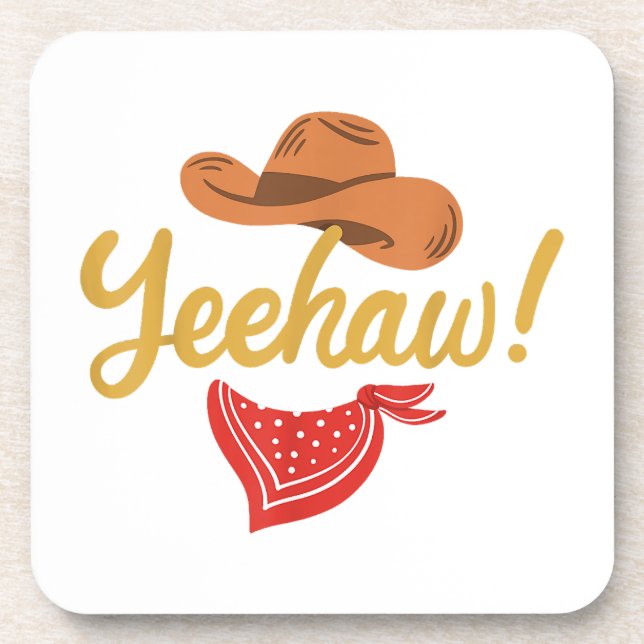 Posavasos Yeehaw Cowboy Cowgirl Rodeo de campo occidental (Frente)