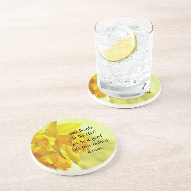 Posavasos Yellow Daffodils Scripting Sand Stone Coaster (Lado)