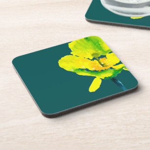 Posavasos Yellow flower abstract watercolor 