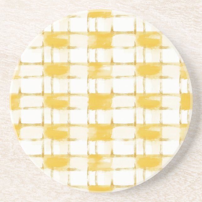 Posavasos Yellow Gold White Plaid Stripes (Frente)