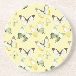 Posavasos Yellow Green Butterflies