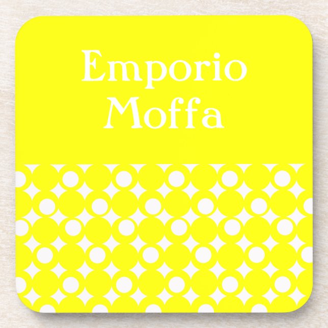 Posavasos Yellow Mod Ball Design @ Emporio Moffa con texto (Frente)
