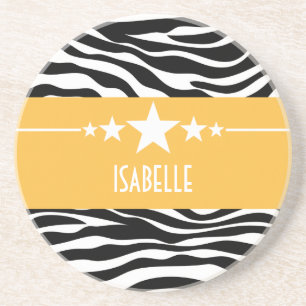 Posavasos Yellow Sassy Star Zebra Coaster