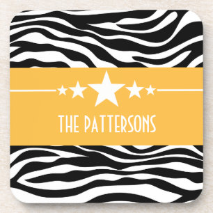 Posavasos Yellow Sassy Star Zebra Coaster Set