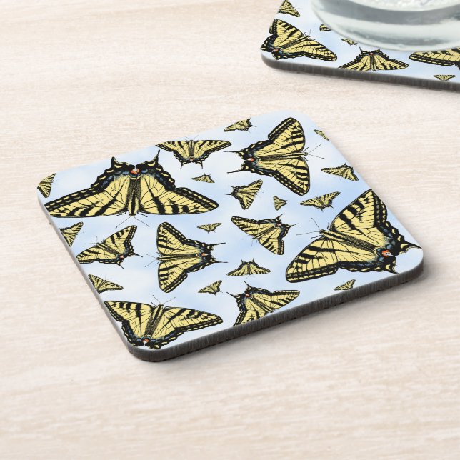Posavasos Yellow Swallowtail Butterflies Blue Sky Custom (Lado Izquierdo)