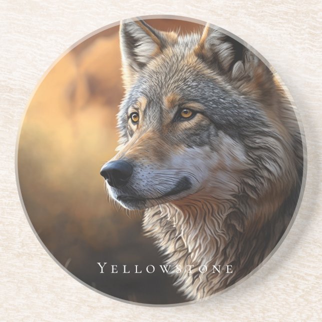 Posavasos Yellowstone Sandstone Coaster Wolf (Frente)