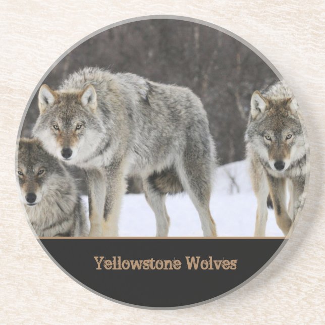 Posavasos Yellowstone Wolves Sandstone Coaster (Frente)