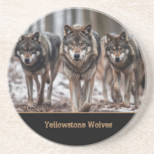 Posavasos Yellowstone Wolves Sandstone Coaster