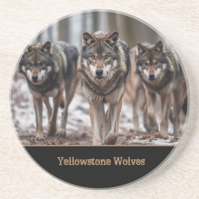 Posavasos Yellowstone Wolves Sandstone Coaster (Frente)