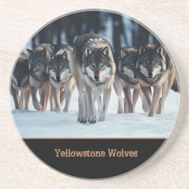 Posavasos Yellowstone Wolves Sandstone Coaster (Frente)