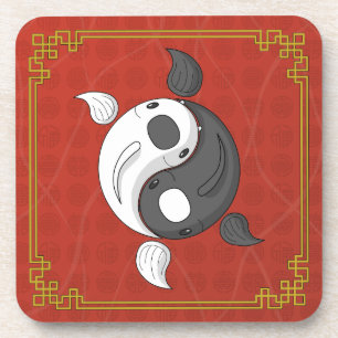 Posavasos Yin y Yang la montaña rusa de la plaza Koi