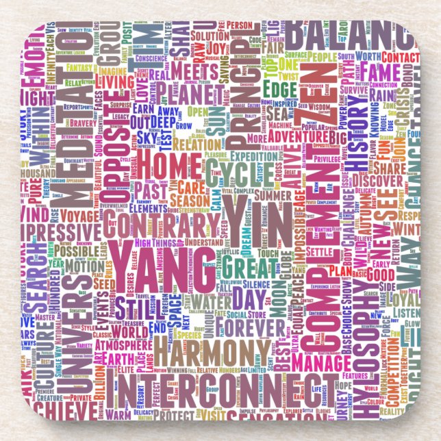 Posavasos Yin Yan Nuage de Mots Textos Interconexión (Frente)