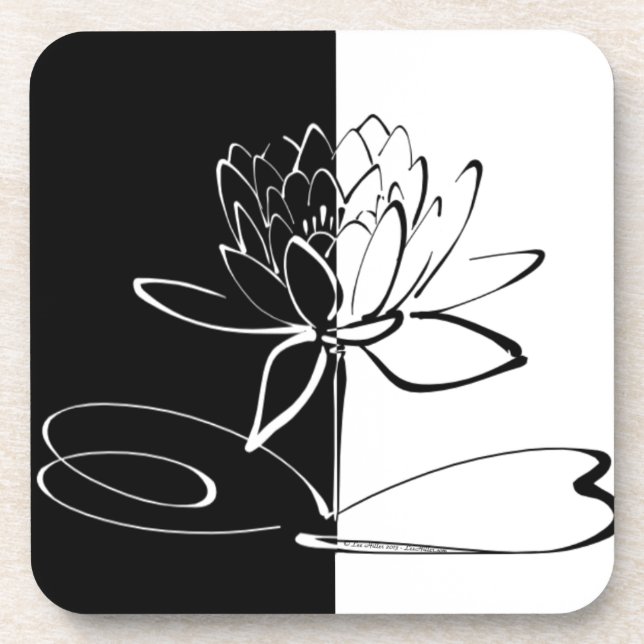Posavasos Yin Yang Black White Lotus Blossom (Frente)