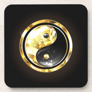 Posavasos Yin Yang dorado en negro