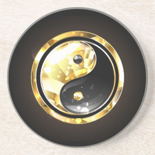 Posavasos Yin Yang dorado en negro