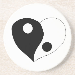 Posavasos Yin Yang Heart (B/W)