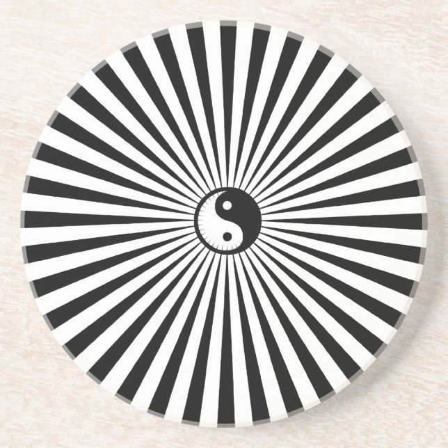 Posavasos Yin-Yang Sun Rueda-Negro/blanco (Frente)