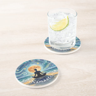 Posavasos Yoga Meditación Estrella Noche Cielo Luna Océano P