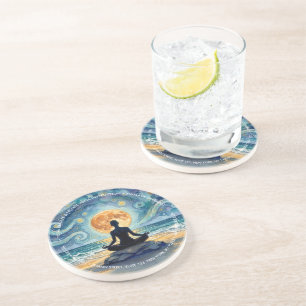 Posavasos Yoga Meditación Noche Estrellada Cielo Luna Playa