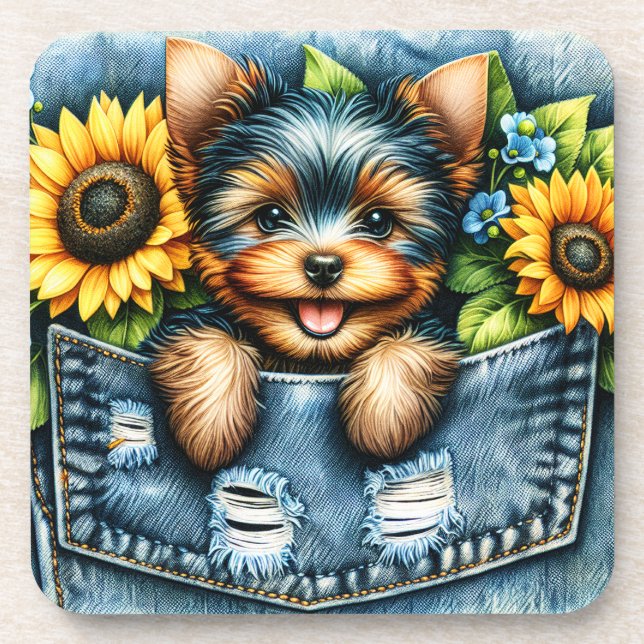 Posavasos Yorkie en Pocket (Frente)