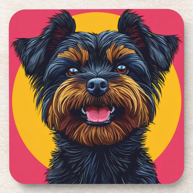 Posavasos Yorkshire Terrier contra fondo brillante (Frente)