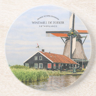 Posavasos Zaanse Schans Windmill Watercolor Dutch Heritage