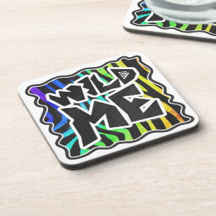 Posavasos Zebra negra y arcoiris me salvajes