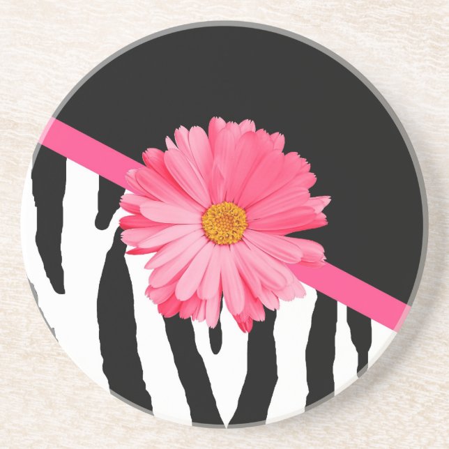 Posavasos Zebra Pattern Girly Pink Daisy (Frente)