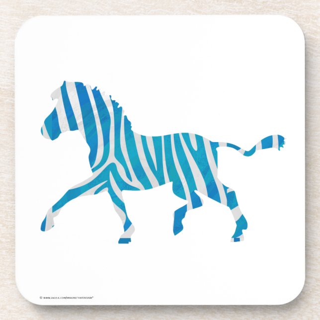 Posavasos Zebra Silhouette azul y blanco (Frente)