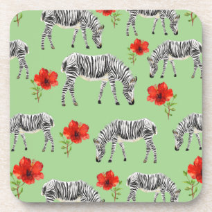 Posavasos Zebras entre flores de Hibiscus