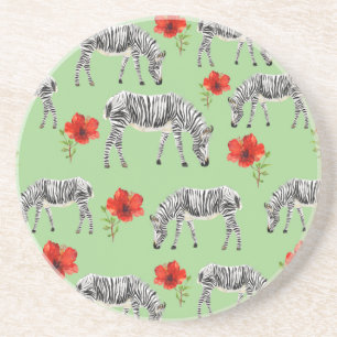 Posavasos Zebras entre flores de Hibiscus