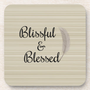 Posavasos Zen angel pluma plumas rayas beiges blancas