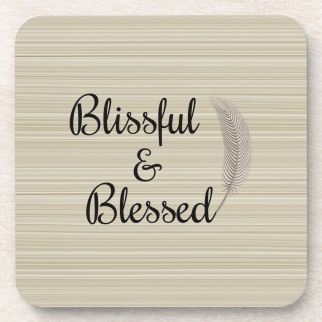 Posavasos Zen angel pluma plumas rayas beiges blancas (Frente)