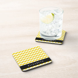 Posavasos Zigzag Amarillo, Chevron Amarillo, Tu Nombre