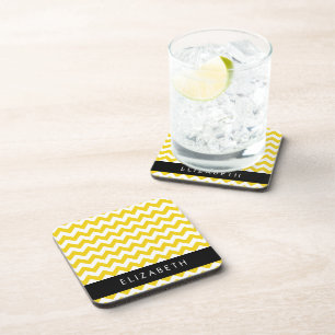 Posavasos Zigzag Amarillo, Chevron Amarillo, Tu Nombre