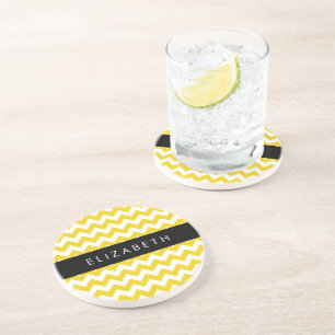 Posavasos Zigzag Amarillo, Chevron Amarillo, Tu Nombre