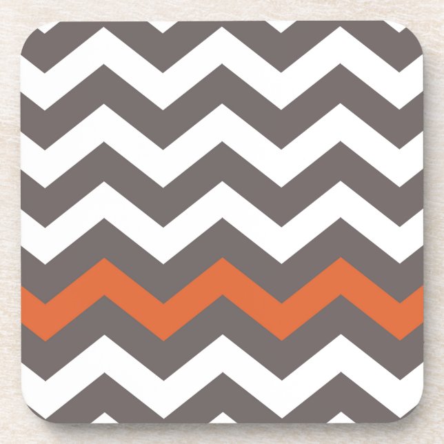 Posavasos Zigzag gris con Naranja a rayas (Frente)