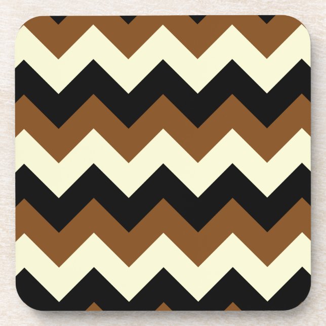 Posavasos Zigzag I - Negro, amarillo y Brown (Frente)