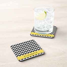 Posavasos Zigzag negro y blanco, patrón de cheurón, nombre