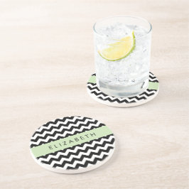 Posavasos Zigzag negro y blanco, patrón de cheurón, nombre