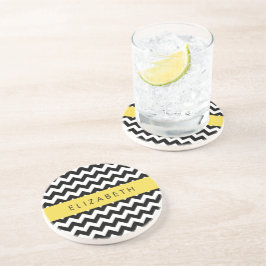 Posavasos Zigzag negro y blanco, patrón de cheurón, nombre