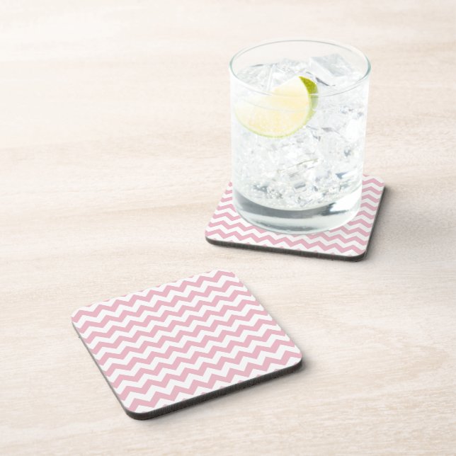 Posavasos Zigzag rosa, Chevron rosado, patrón geométrico (Lado Derecho)