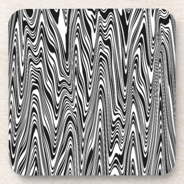 Posavasos ZigZag Swirl Resumen blanco y negro (Frente)