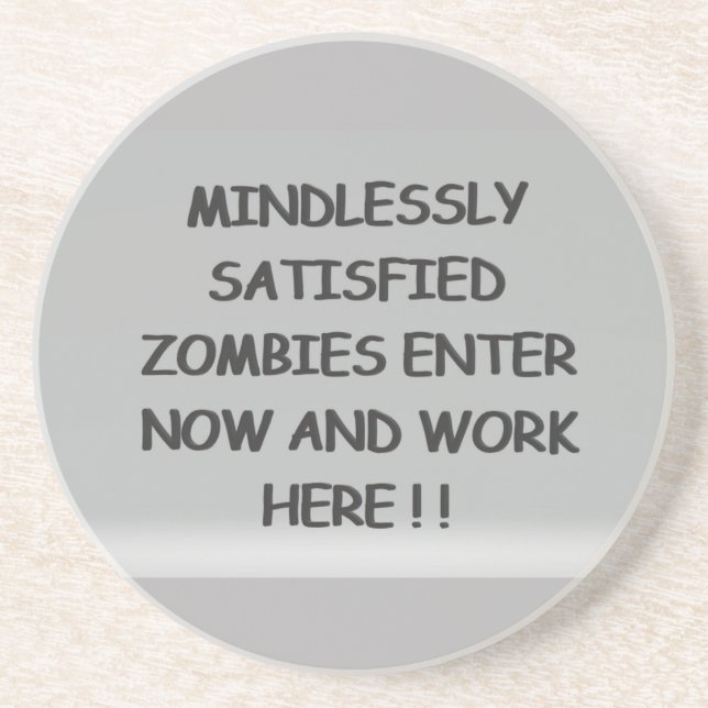 Posavasos Zombis sin pensar satisfechos (Frente)