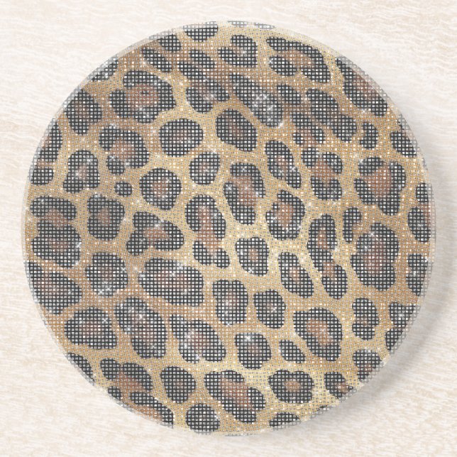 Posavasos Zorra de oro marrón negro leopardo animal (Frente)
