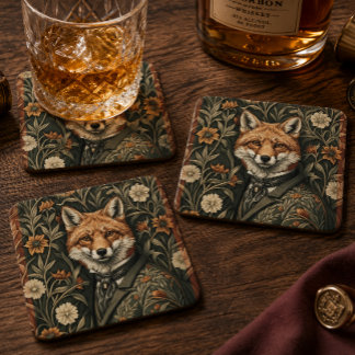 Posavasos Zorro caballero con traje de noche vintage bosque 